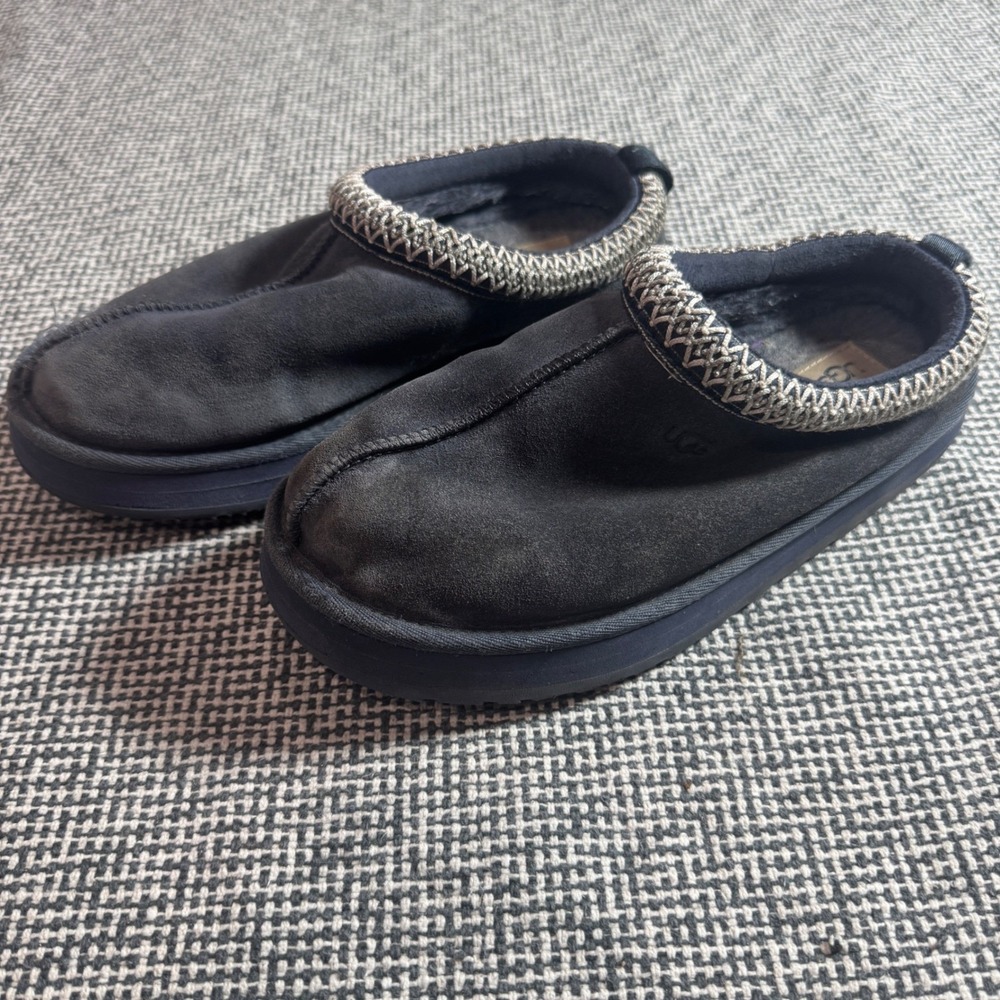 UGG Tasman Suede Platform Slippers Dark Grey Black 1143776 Womens 6 EU 37
